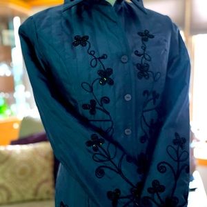 Dark blue jacket with black beading